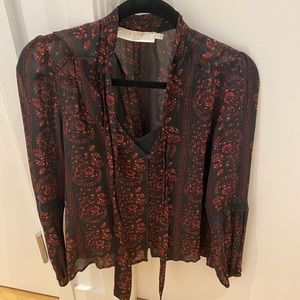 ASTR XS black and red paisley print tie top